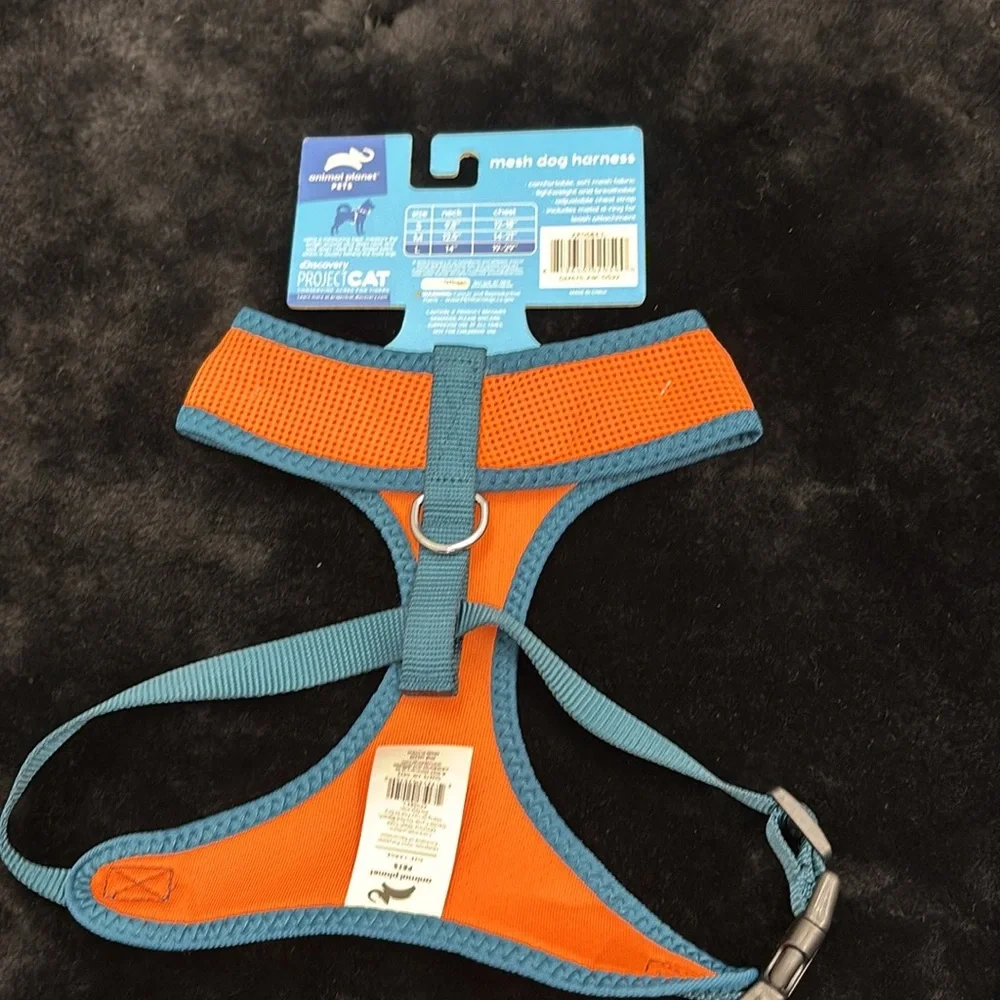 NWT Animal Planet Pets Large Mesh Dog Harness Orange Blue 14” Neck 19-29” Chest